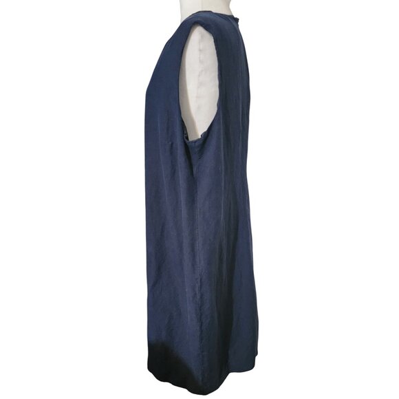 Coldwater Creek Womens Navy Sleeveless Linen Blend Dress W/ Back Zipper Size 20W - Picture 2 of 6